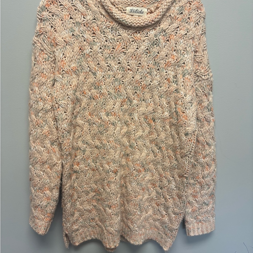 Listicle Cream & Colorful Knit Sweater‎